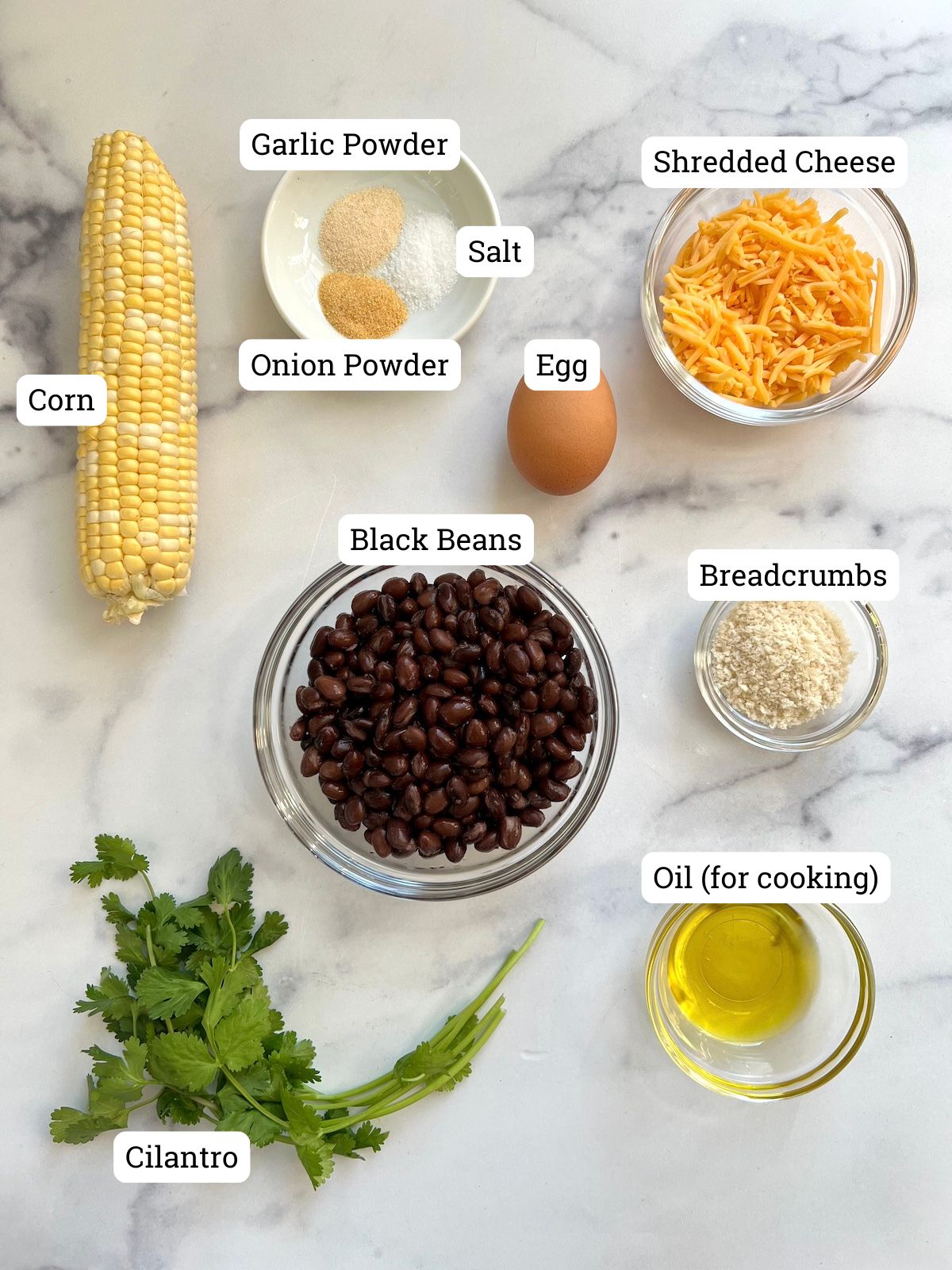 Black bean cakes ingredients.