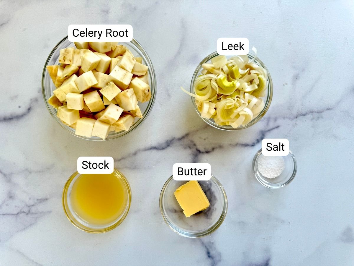 Ingredients for celery root soup.