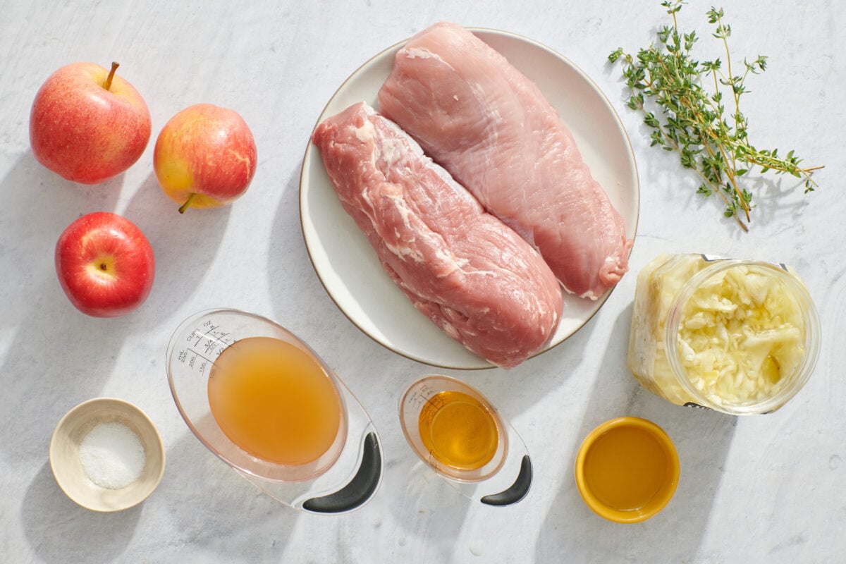 Ingredients for Slow Cooker Pork Tenderloin with Apples and Sauerkraut