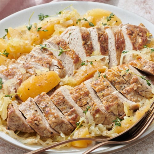 Slow Cooker Pork Tenderloin with Apples and Sauerkraut Weelicious