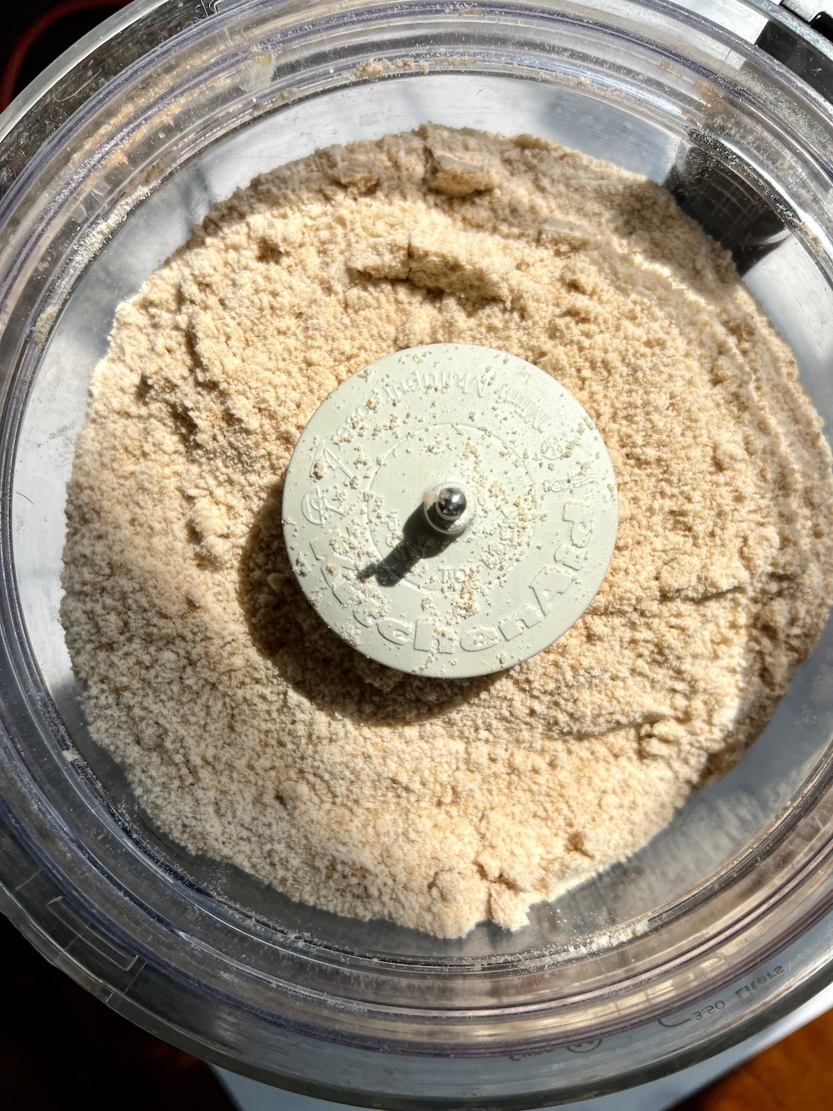 Graham cracker dry ingredients in food processor.