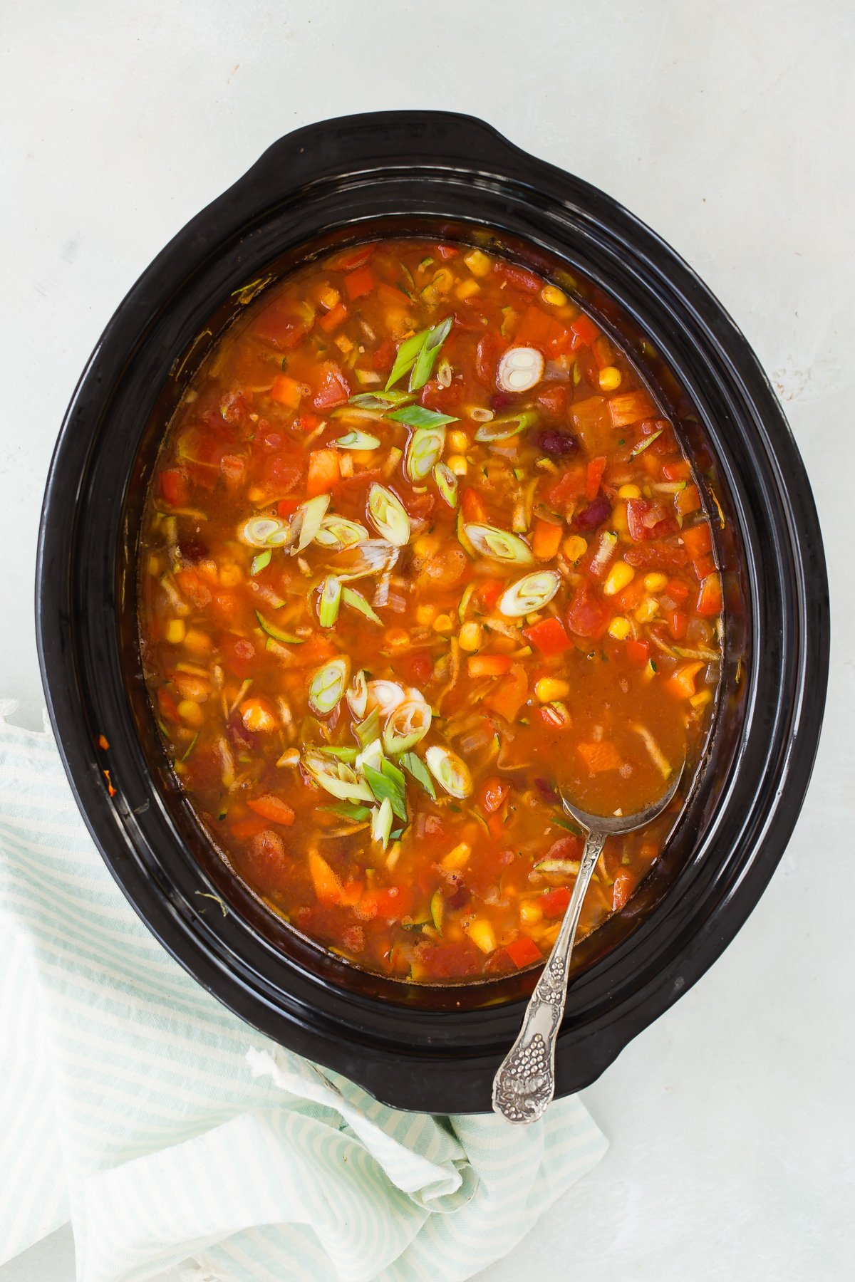 Crock Pot Mexican Corn and Bean Soup recipe from Weelicious.com