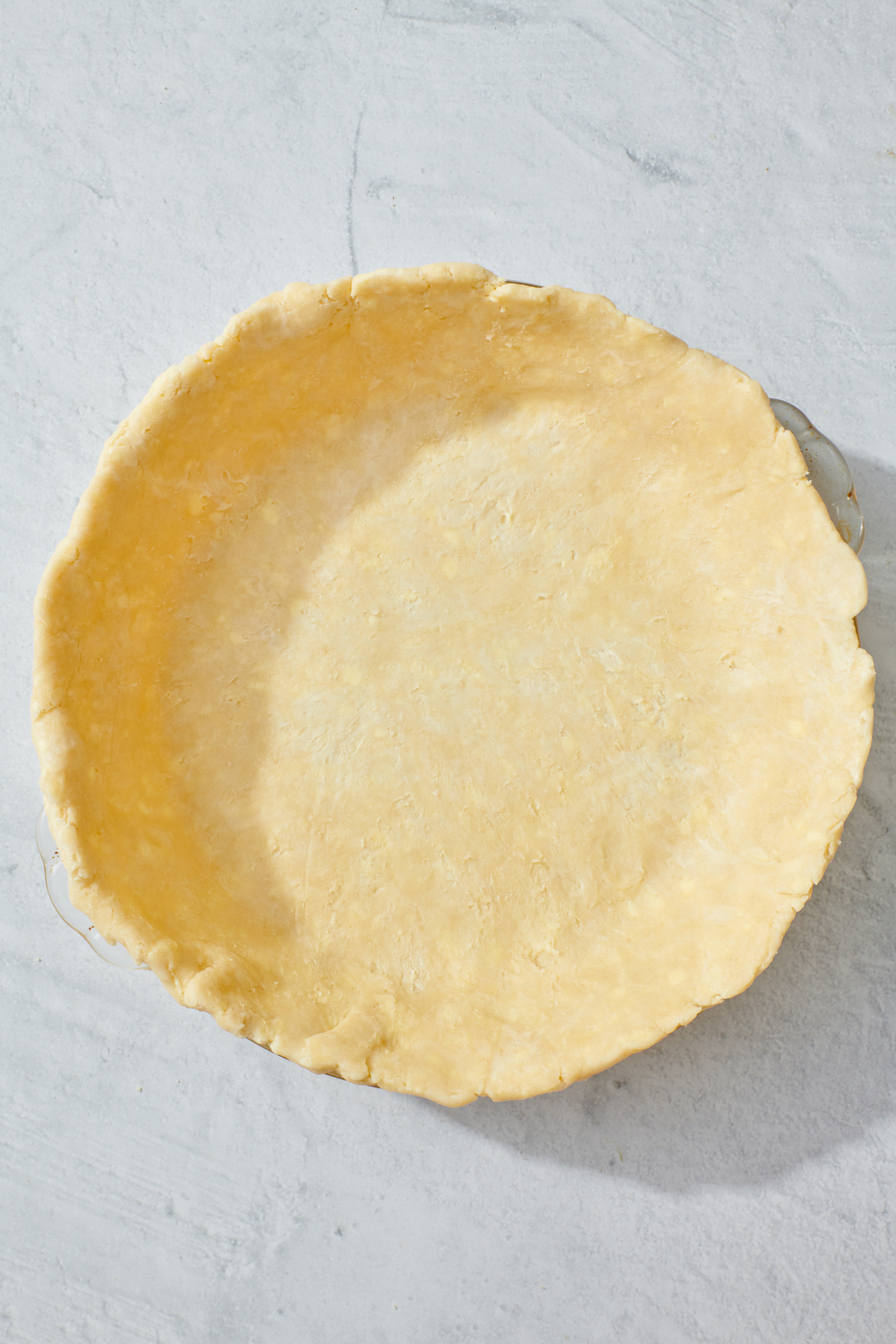 Perfect pie crust in pie dish.