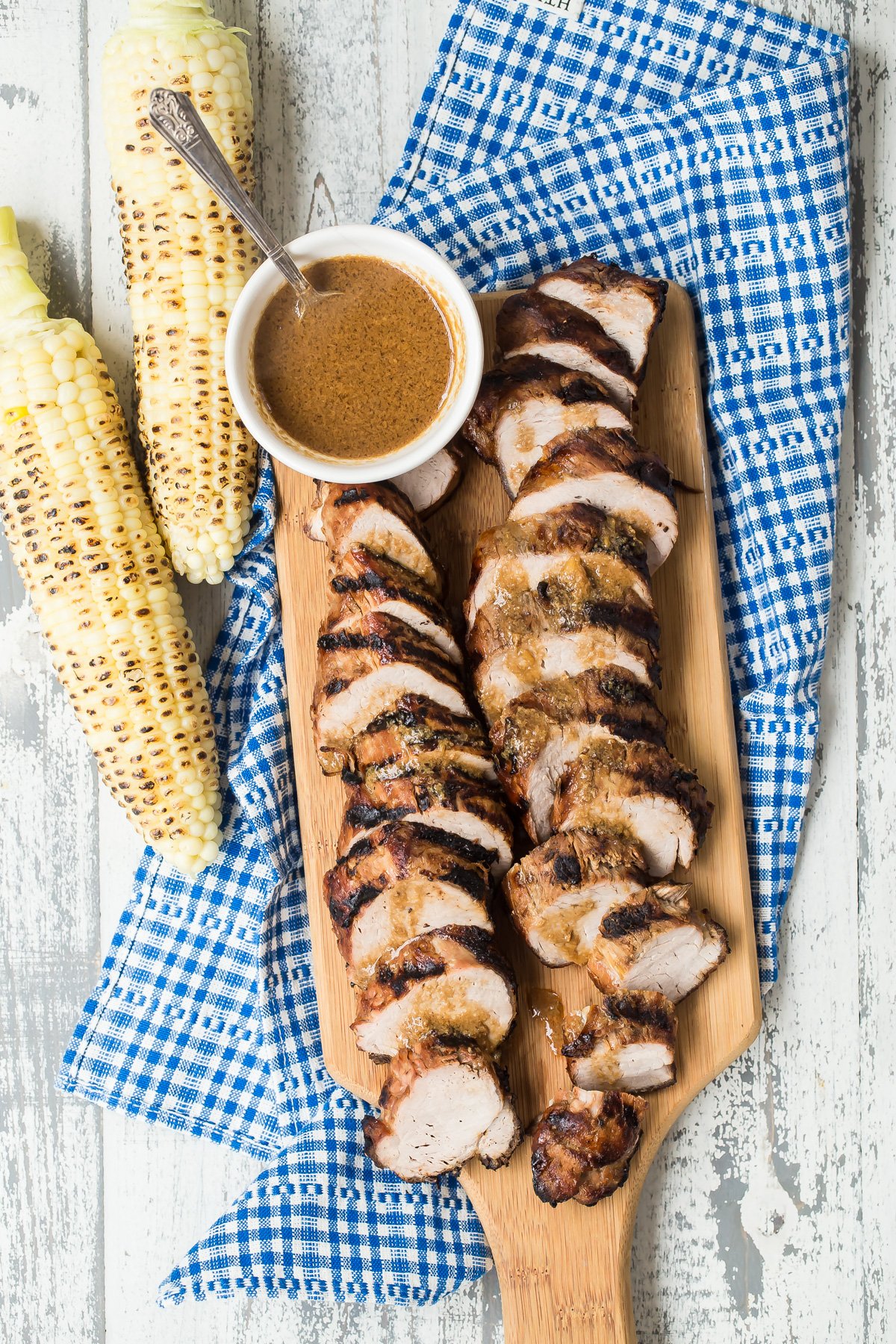 southern style pork tenderloin on cutting board