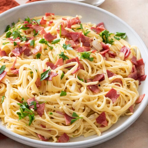 Lightened Up Spaghetti Carbonara - Weelicious