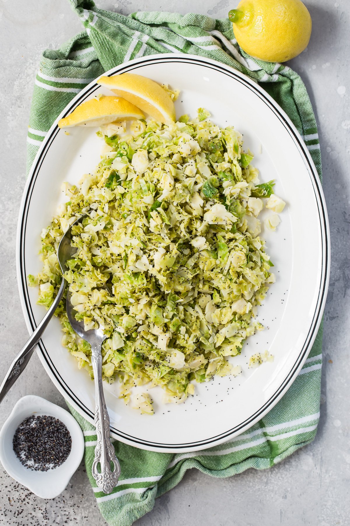 Shredded Brussels Sprouts with Lemon and Poppy Seeds from Weelicious.com