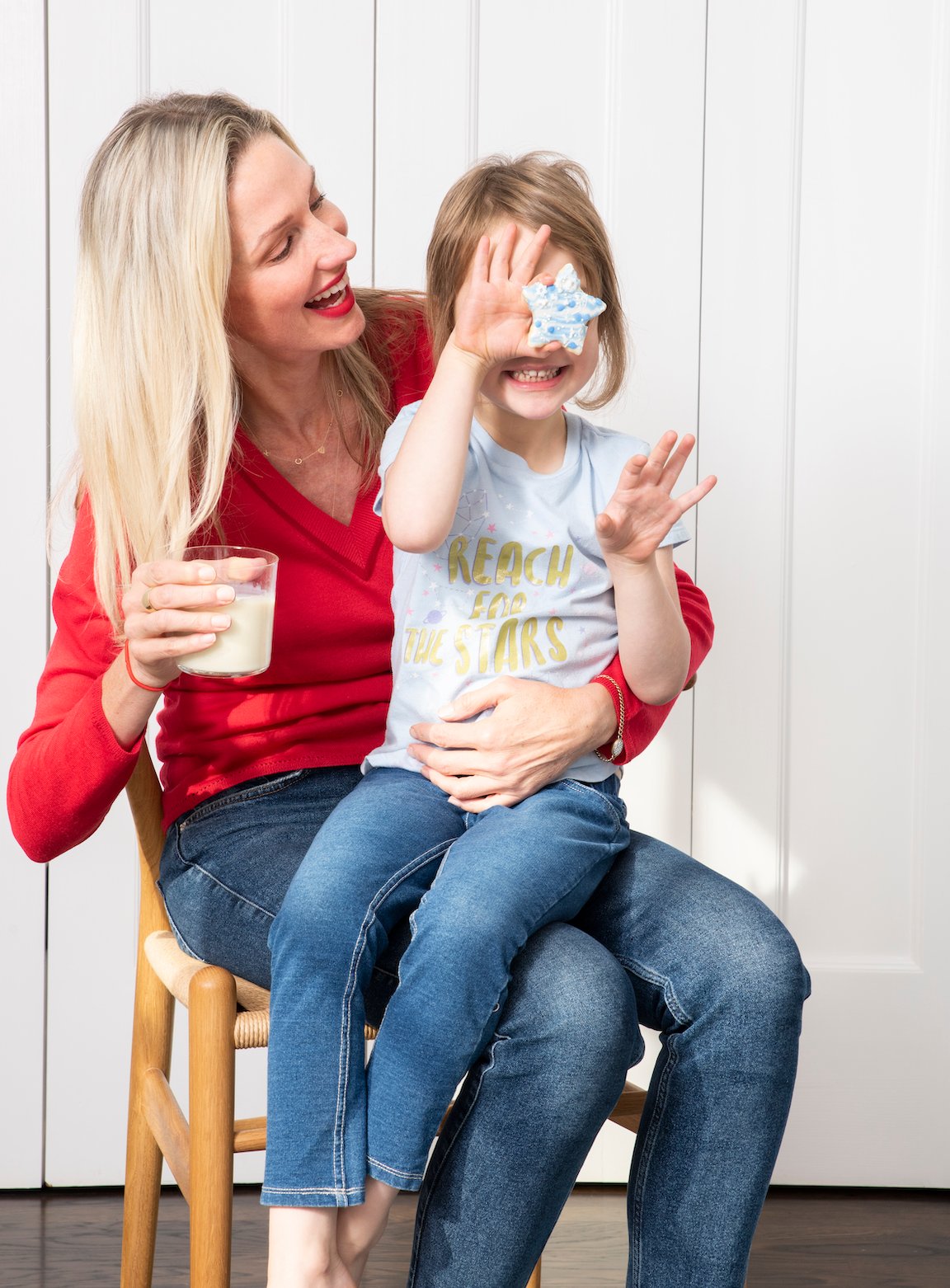 Kids involved during the holidays by baking together.