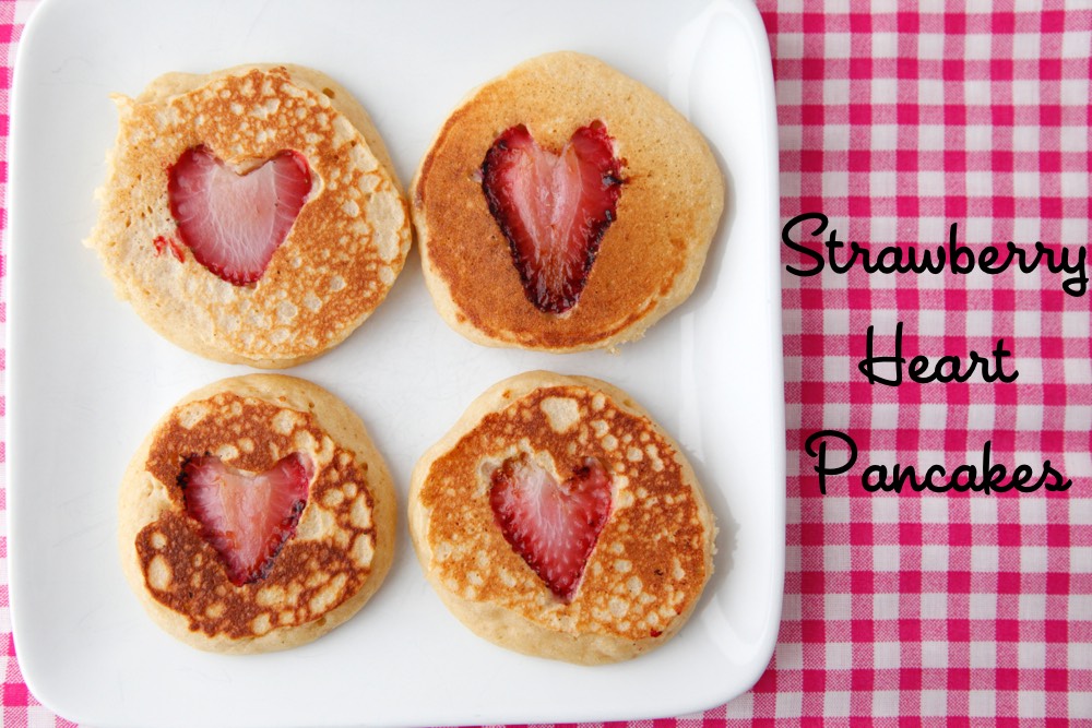 Valentine Strawberry Heart Pancakes from Weelicious