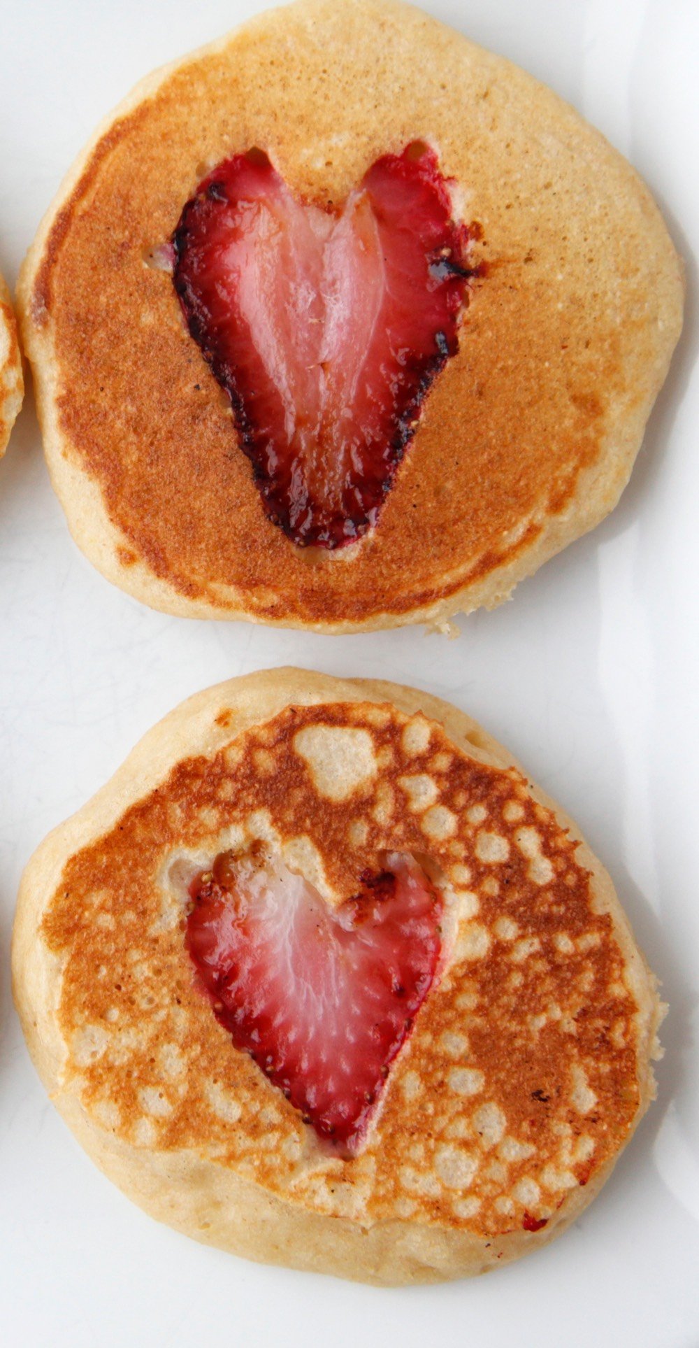 Valentine Strawberry Heart Pancakes from Weelicious