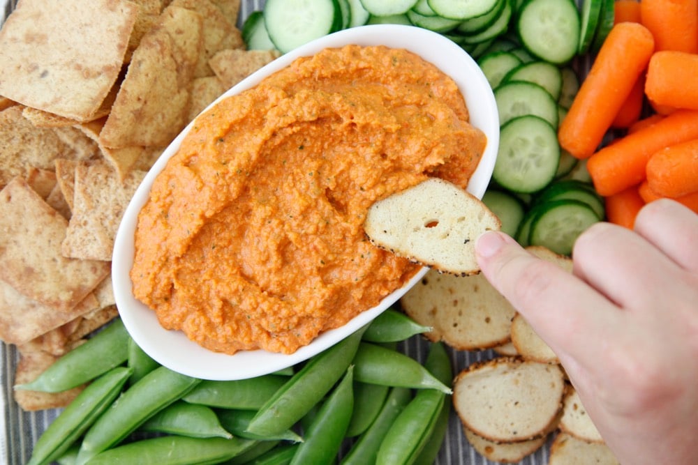 Roasted Red Pepper Almond Dip from Weelicious