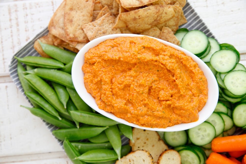 Roasted Red Pepper Almond Dip from Weelicious