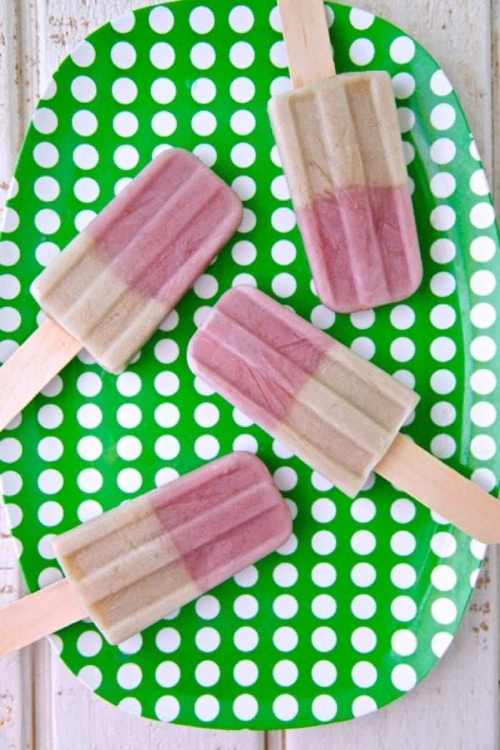 Strawberry Banana Almond Milk Ice Pops from Weelicious