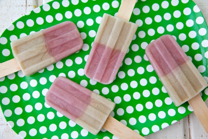 Strawberry Banana Almond Milk Ice Pops from Weelicious