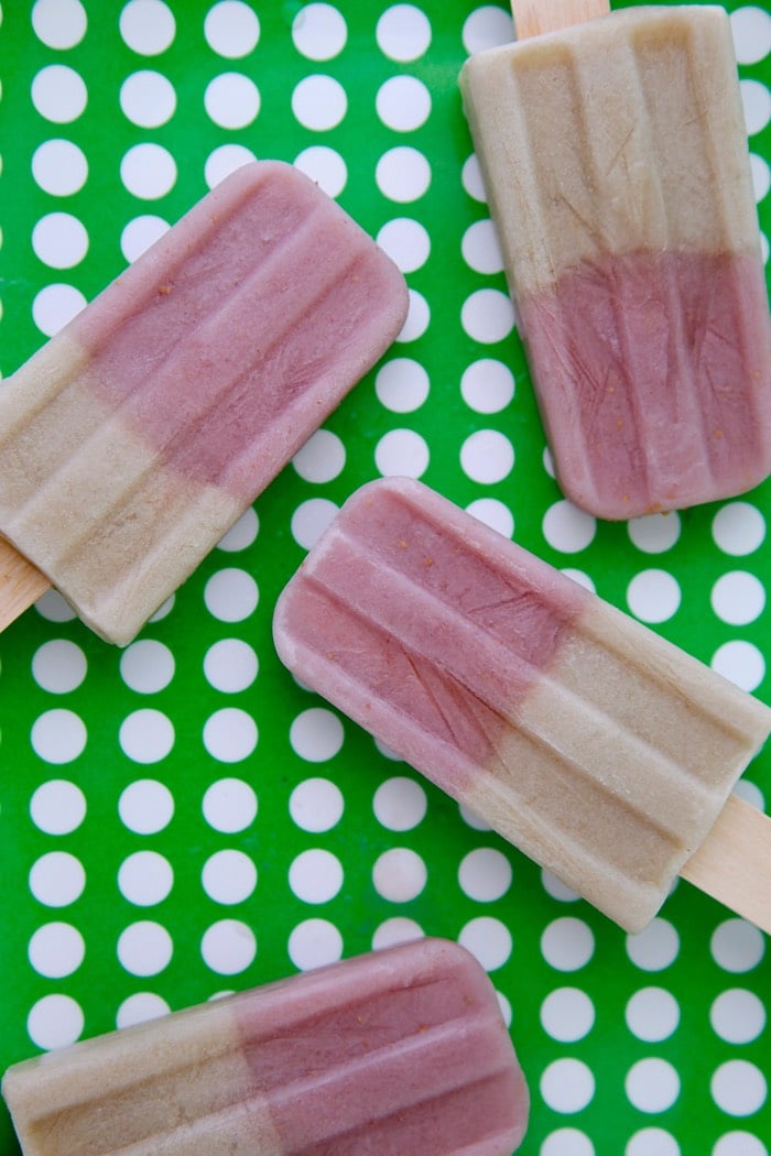 Strawberry Banana Almond Milk Ice Pops from Weelicious