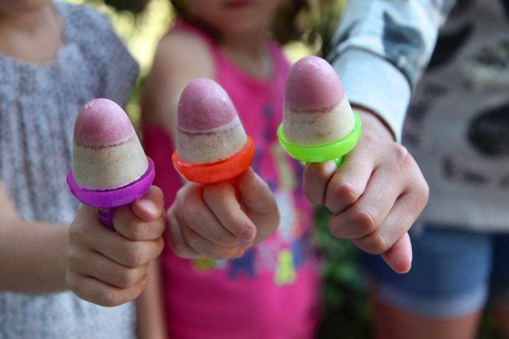 Strawberry Banana Almond Milk Ice Pops from Weelicious