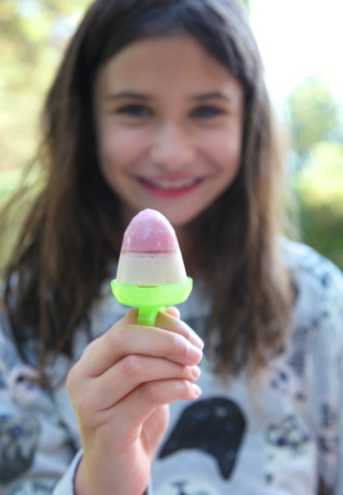 Strawberry Banana Almond Milk Ice Pops from Weelicious