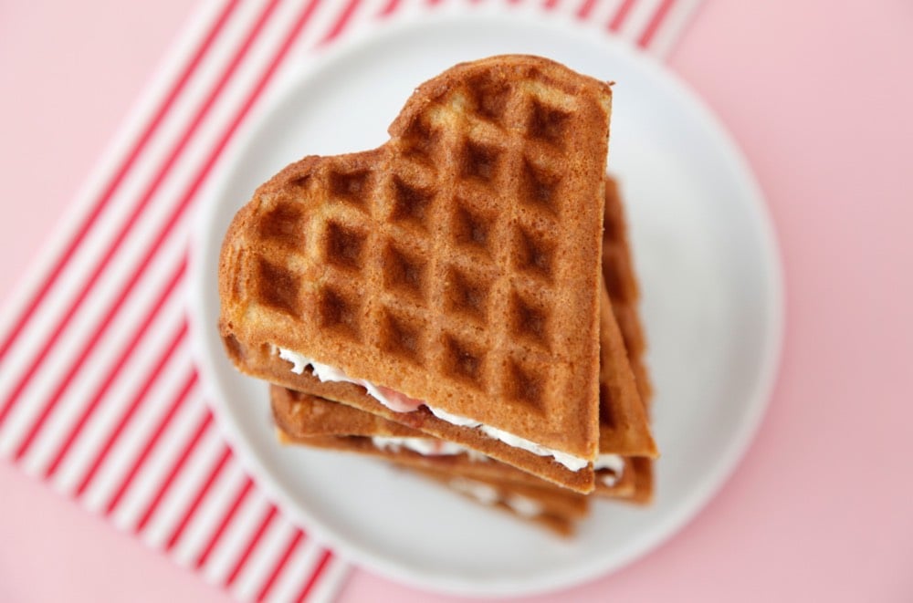 Mini Waffle Sandwiches with Strawberries