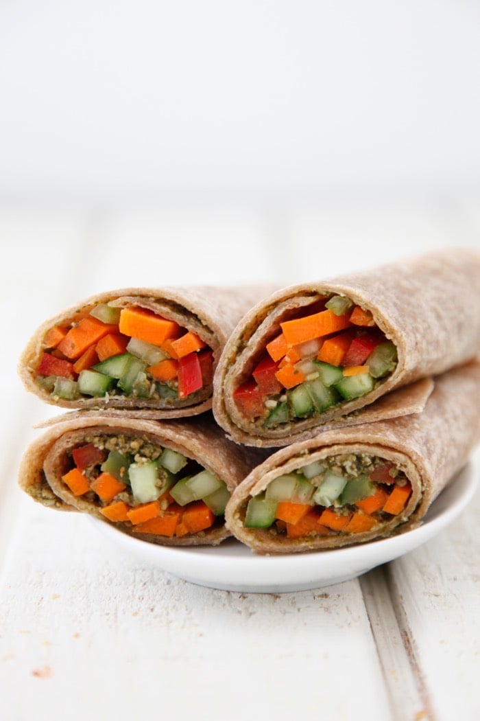 Vegetarian Pesto Wraps from Weelicious