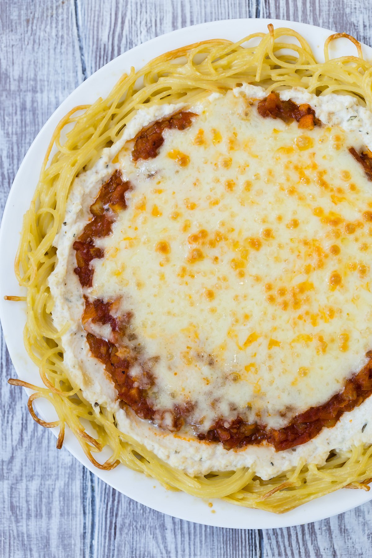 Vegetarian Spaghetti Pie recipe from weelicious.com