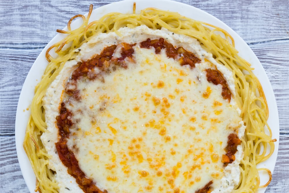 Vegetarian Spaghetti Pie Weelicious
