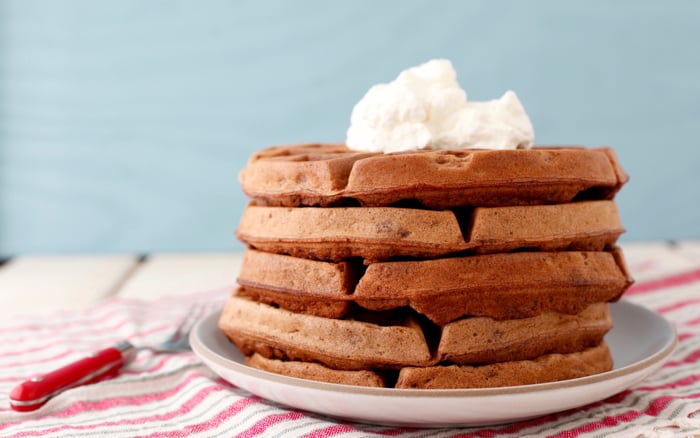 Dark Chocolate Spelt Waffles from weelicious.com