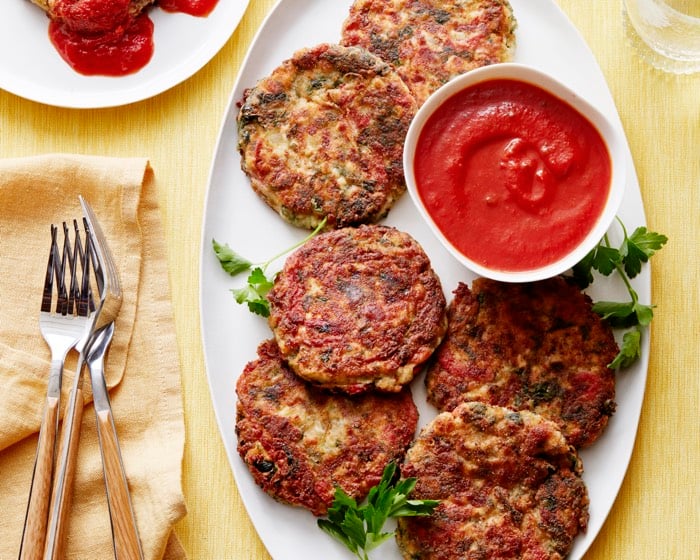 Spinach Roasted Red Pepper Tofu Croquettes recipe from weelicious.com