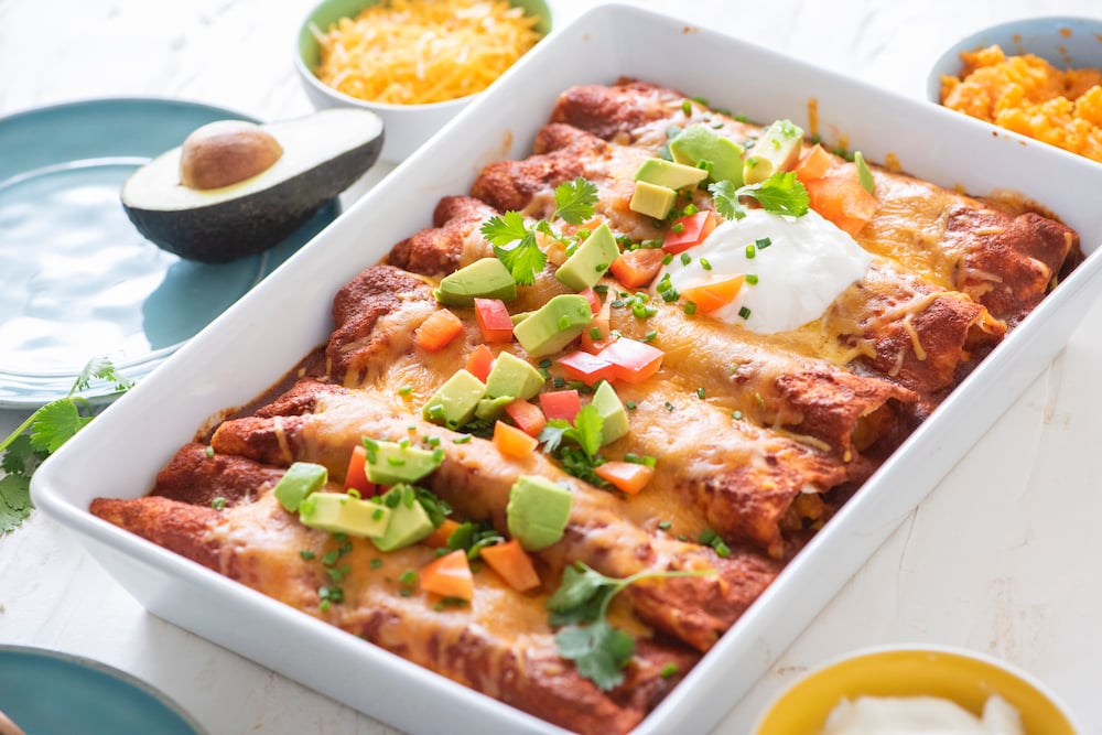 sweet potato and black bean enchiladas - a budget-friendly family dinner