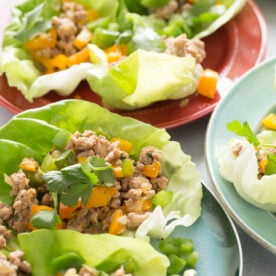 Stir-fried ground chicken lettuce wraps.