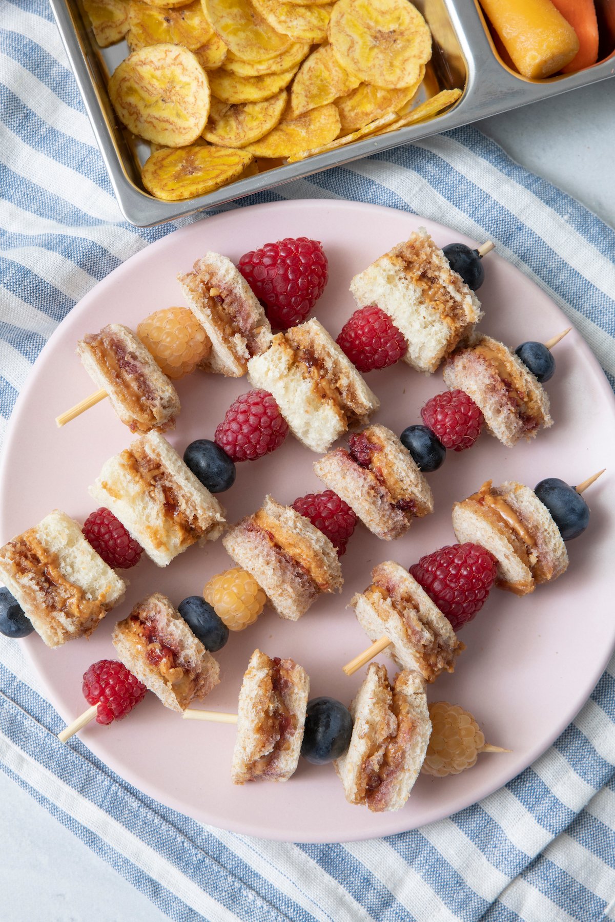 peanut butter and jelly skewers