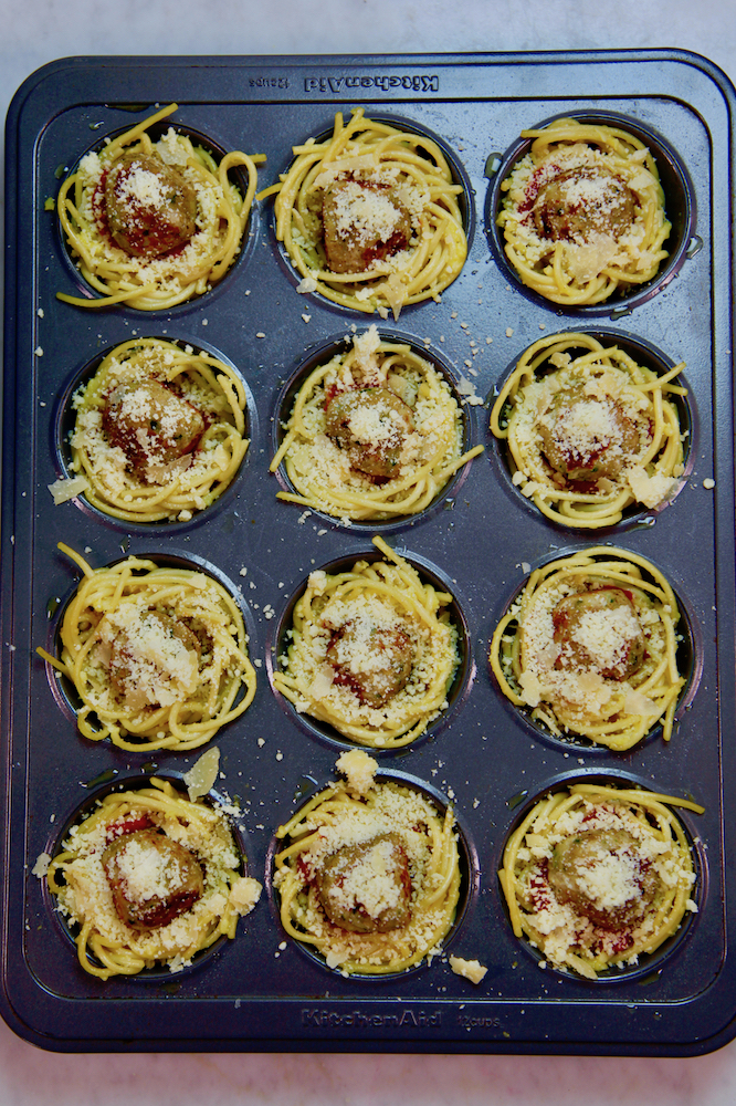 Spaghetti and Meatball Muffins from Weelicious.com