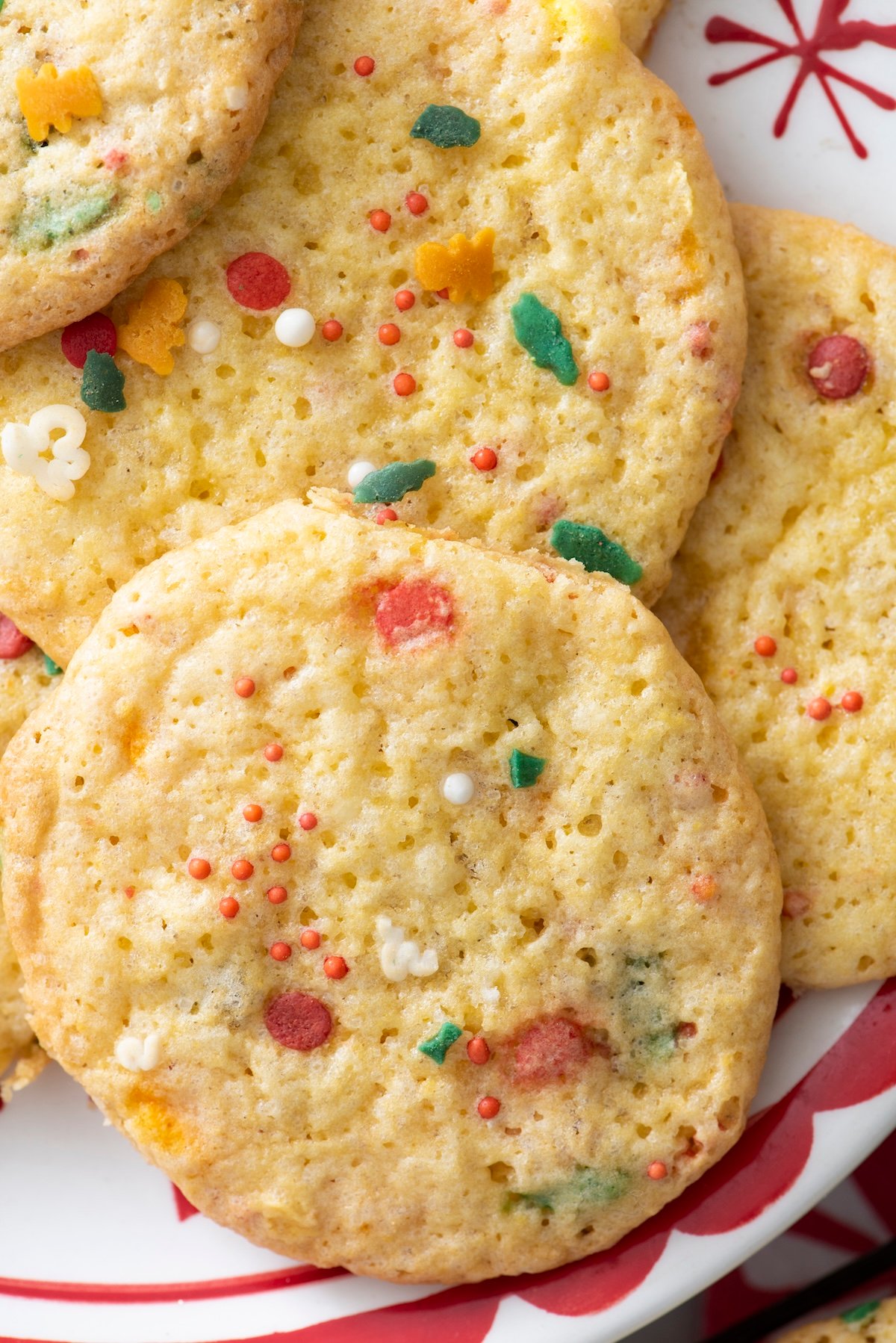 Cake Mix Sprinkle Cookies on a plate.