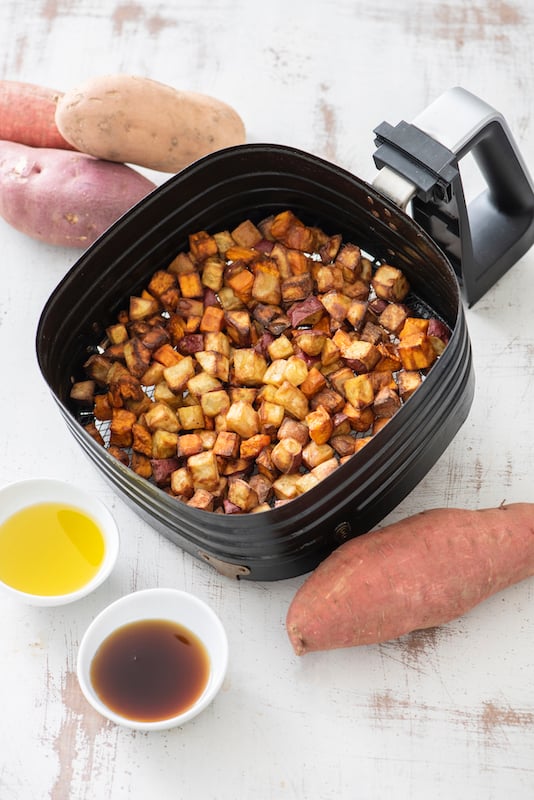 Air Fryer Pumpkin Spiced Sweet Potatoes from Weelicious.com