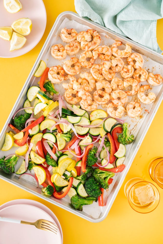 Sheet Pan Shrimp & Veggies & Veggies – A Couple Cooks