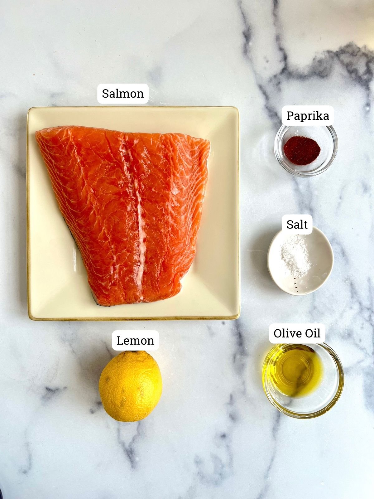 Ingredients needed for air fryer salmon.