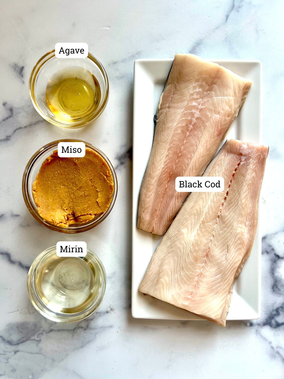 Miso Marinated Fish Ingredients.