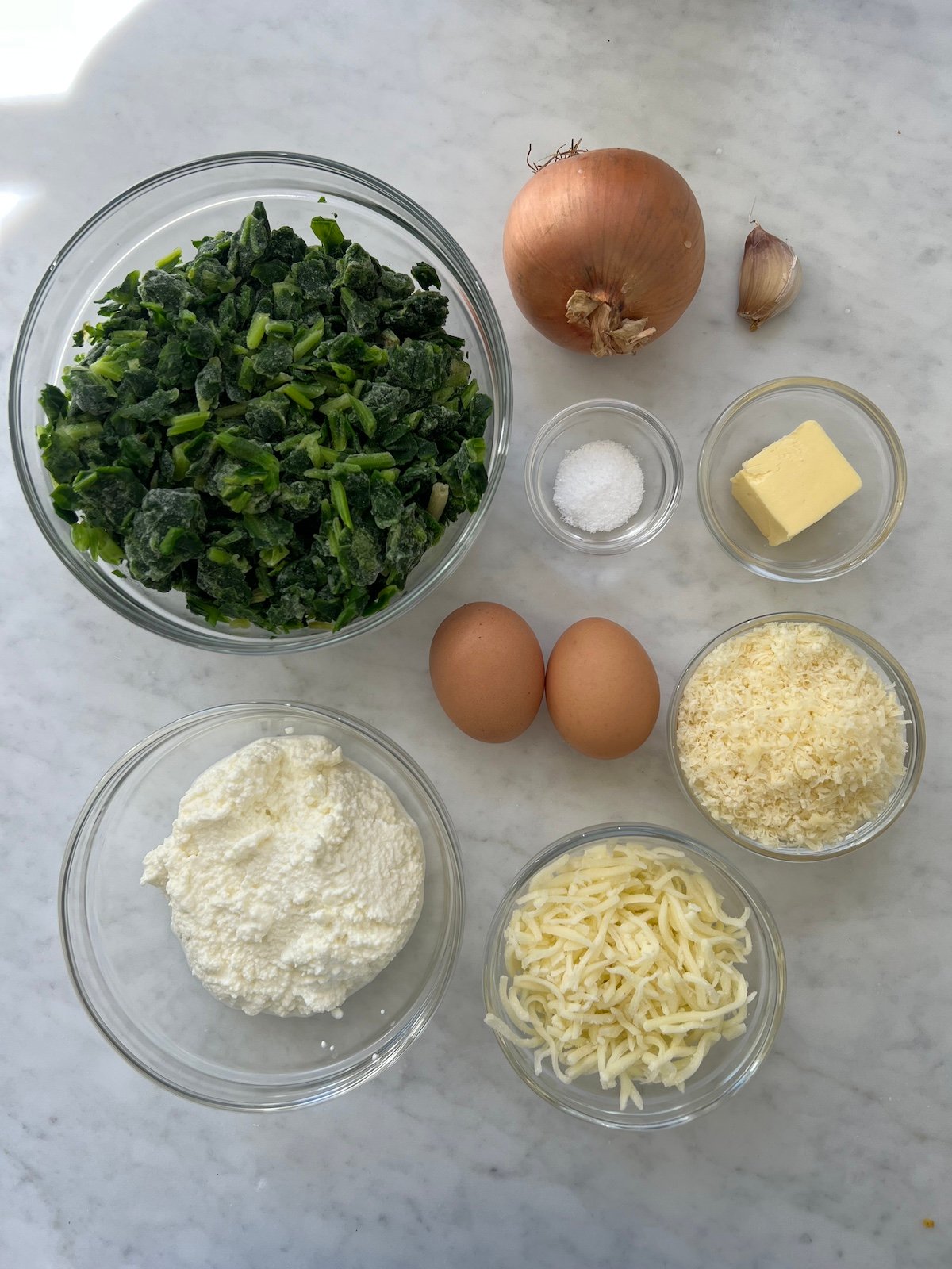ingredients for spinach ricotta egg bites