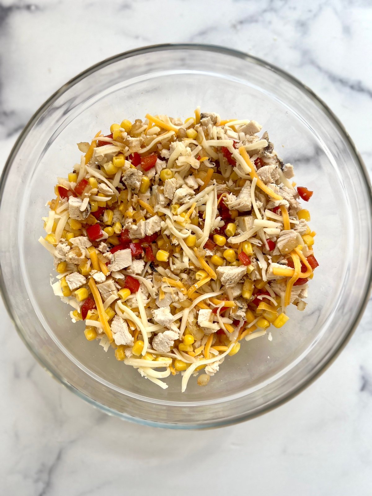 Enchilada filling mixture in a bowl.