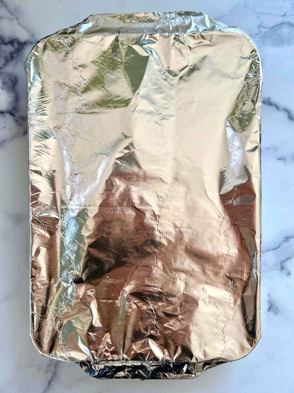 Baking dish covered with foil.