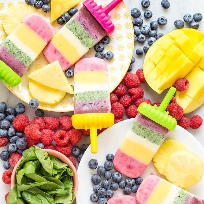 Rainbow Yogurt Popsicles