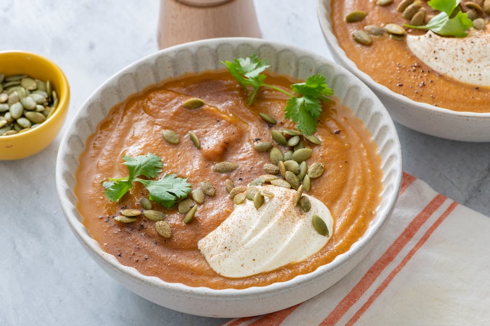 Spiced Carrot Cauliflower Soup from Weelicious.com