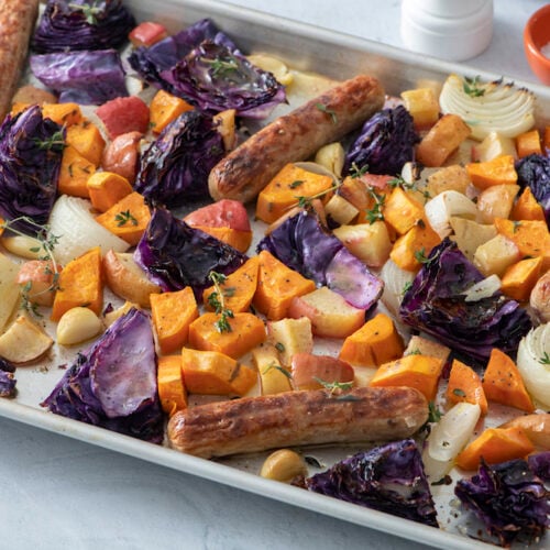 Sheet Pan Sausage with Cabbage and Apples - Weelicious