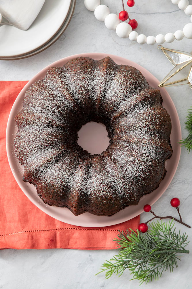 Gingerbread Bundt Cake with Vanilla Glaze