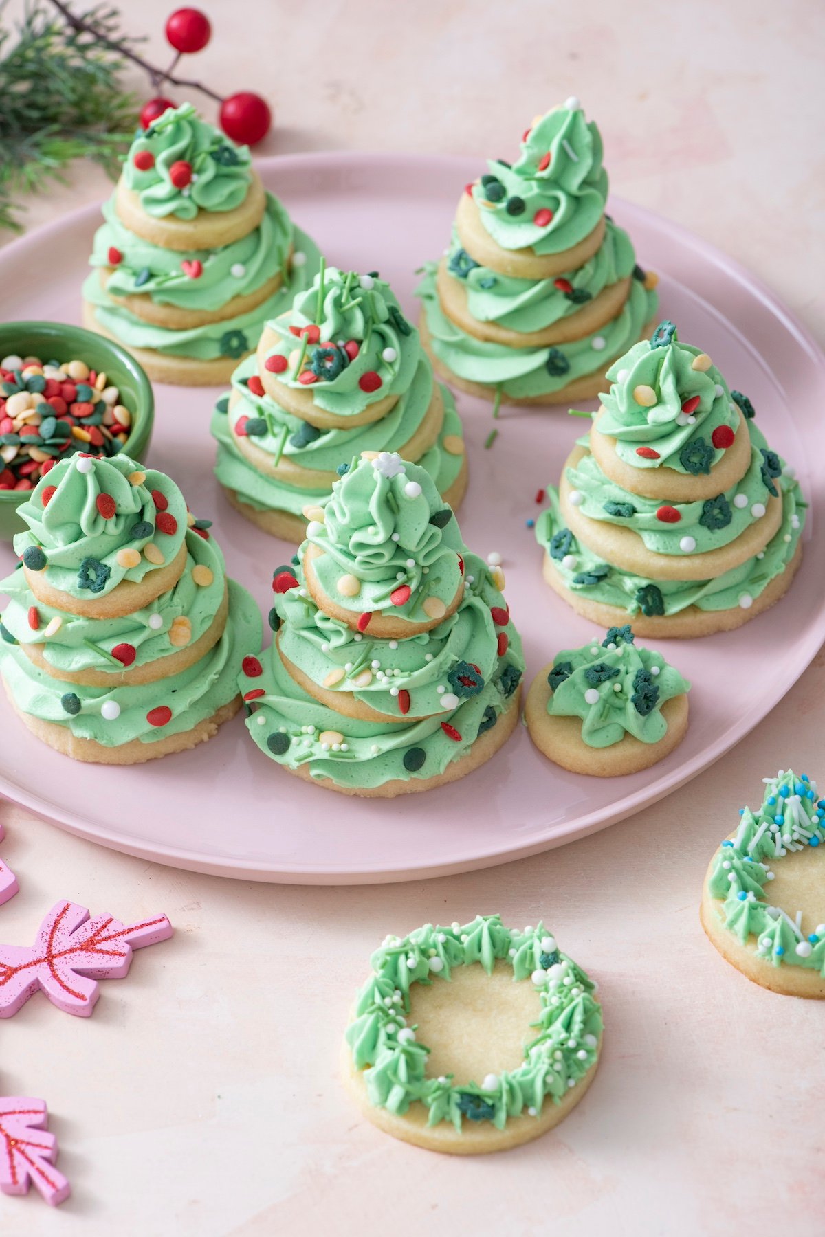 Sugar Cookie trees on a platter.