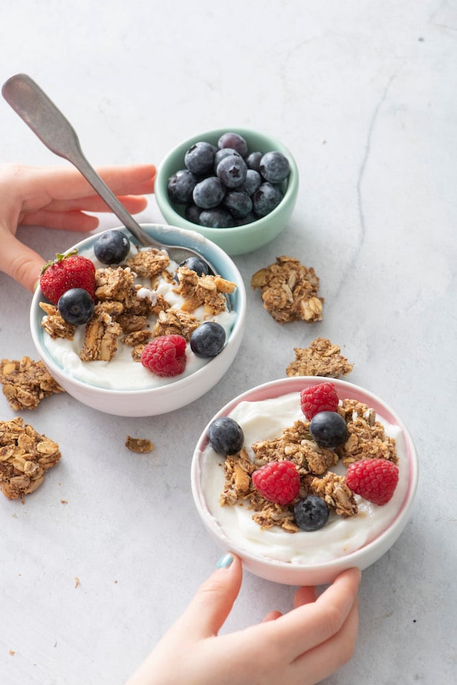 Granola for two with berries