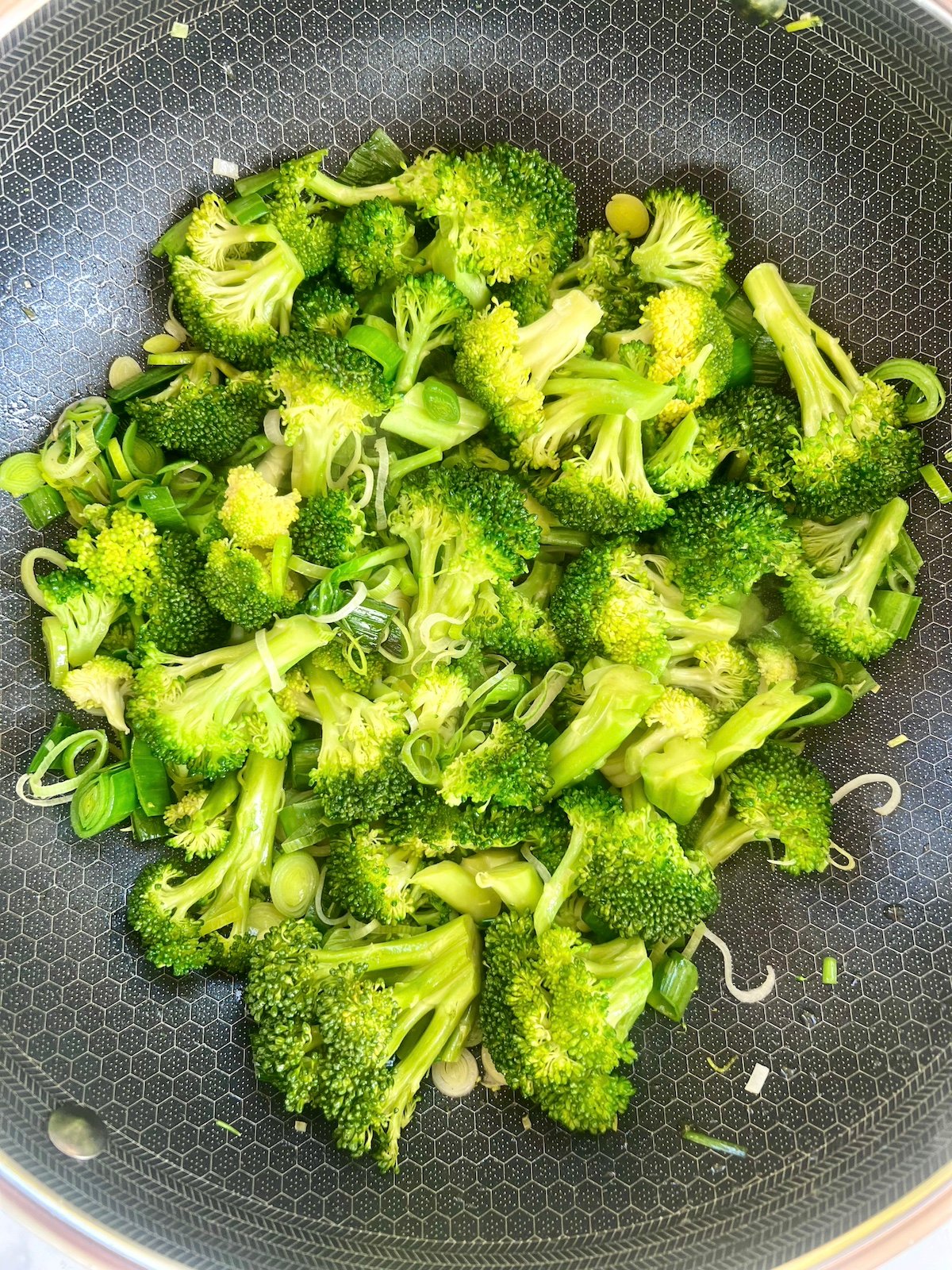 Broccoli in sauté pan.