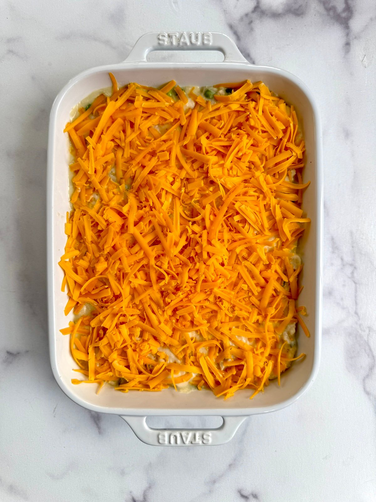 Turkey shepherd's pie ready to go in the oven.