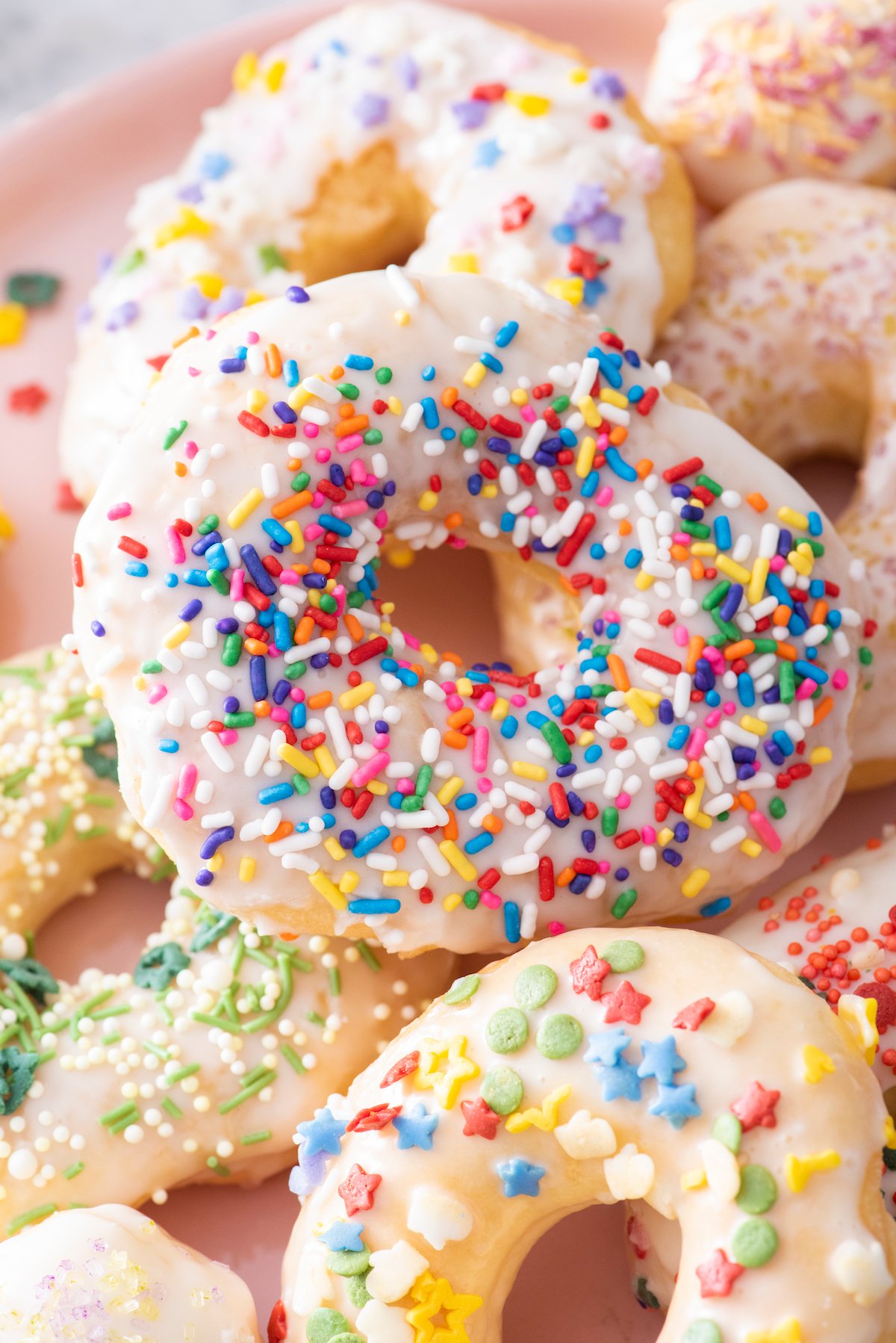 air fryer donut with rainbow sprinkles