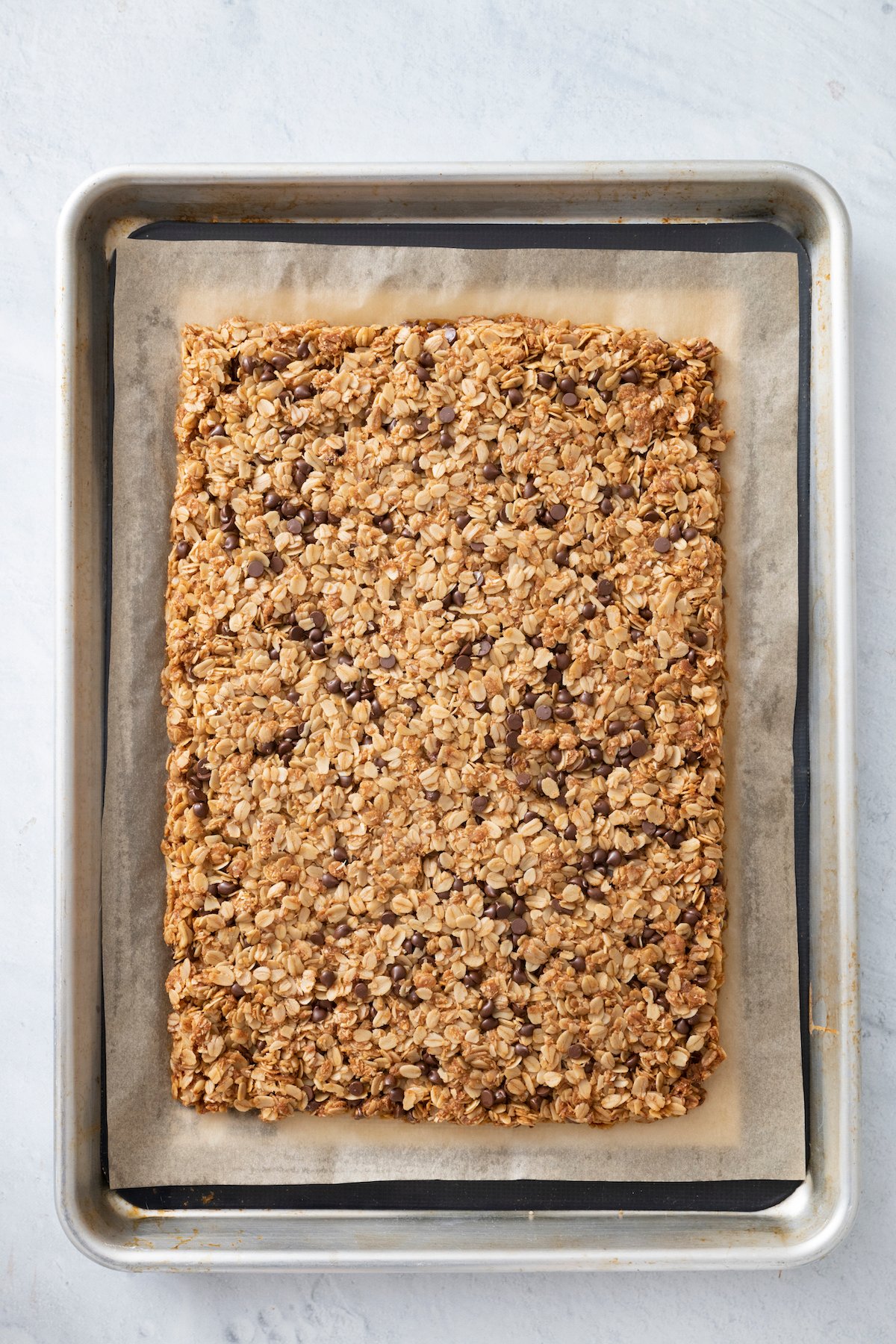 granola block before being cut into bars