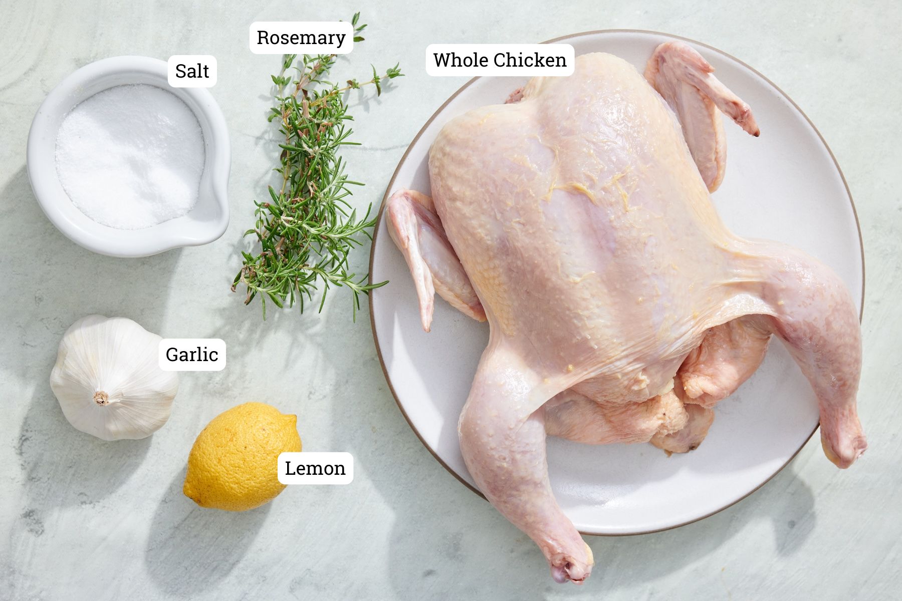 Ingredients for the perfect roast chicken.