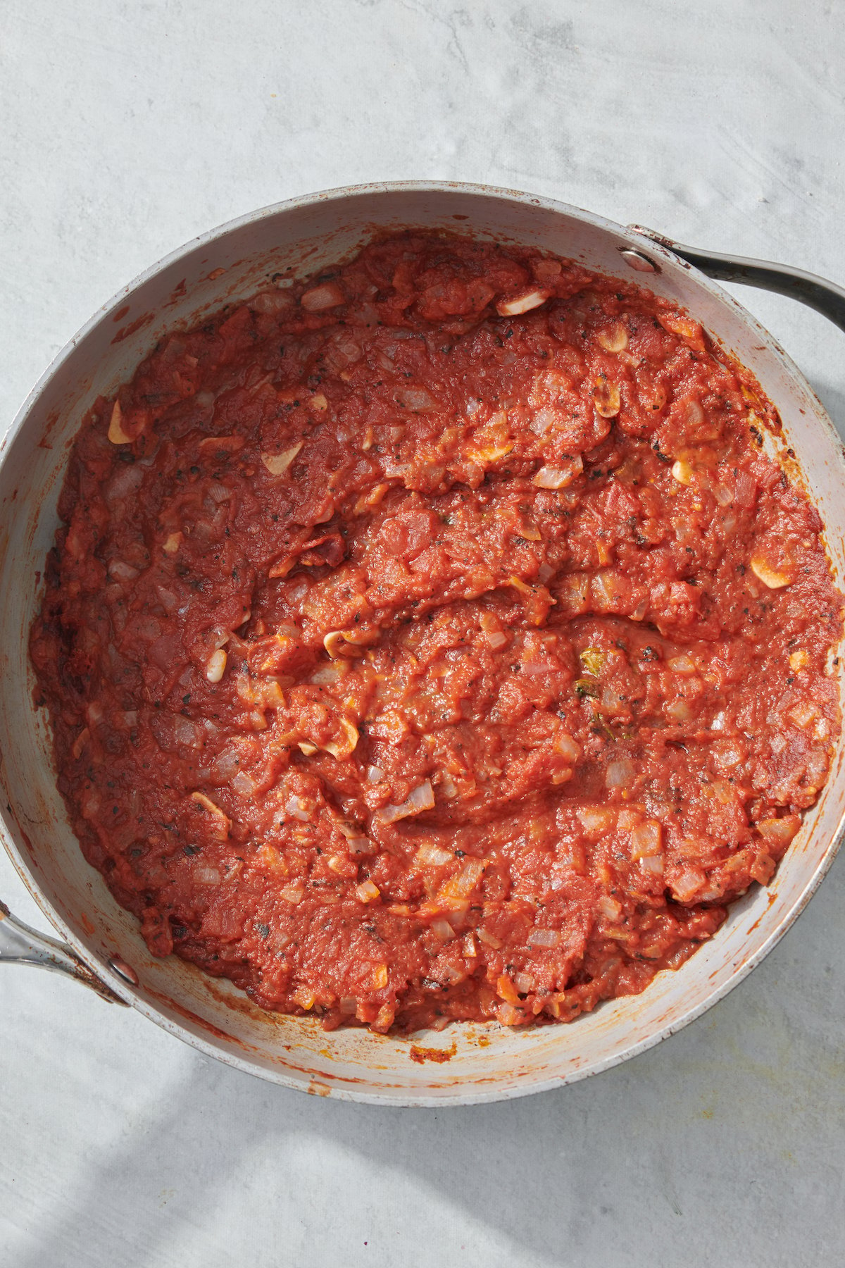 Homemade tomato sauce in pot